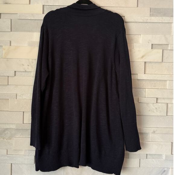 J JILL Notch Lapel Patch Pockets Textured Sweater Jacket 2X Coastal Transitional - Picture 4 of 7